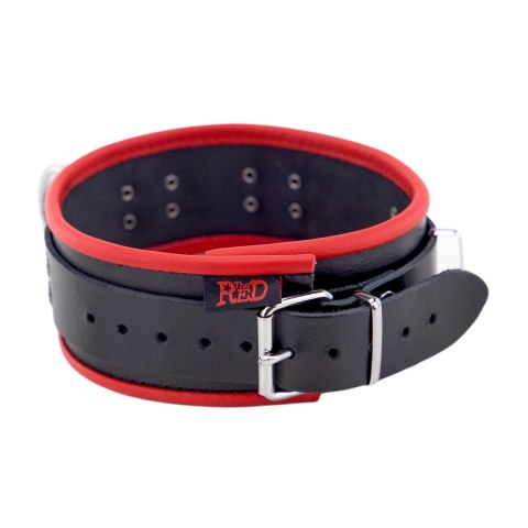 Red Leather skorzany naszyjnik z 3 metalowymi pierścieniami, czerwono-czarny