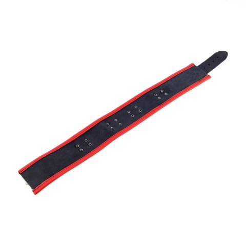 Red Leather skorzany naszyjnik z 3 metalowymi pierścieniami, czerwono-czarny