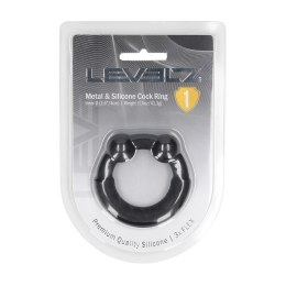 LEVELZ Pierścień Intymny Czarny Silikonowy z Metalowymi Wkładami