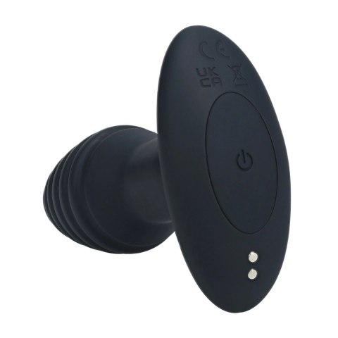 LEVELZ Plug silikonowy czarny - wibrujący model z rotacją i żebrowaniem