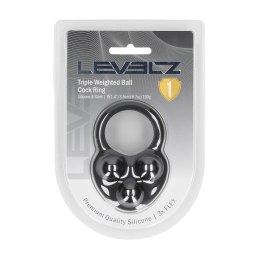 LEVELZ Potrojny Pierścień Intymny z Obciążeniem Liquid Silicone Czarny