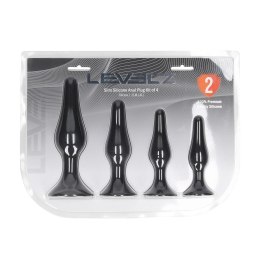 LEVELZ Zestaw 4 anatomicznych wtyczek silikonowych S/M/L/XL czarny