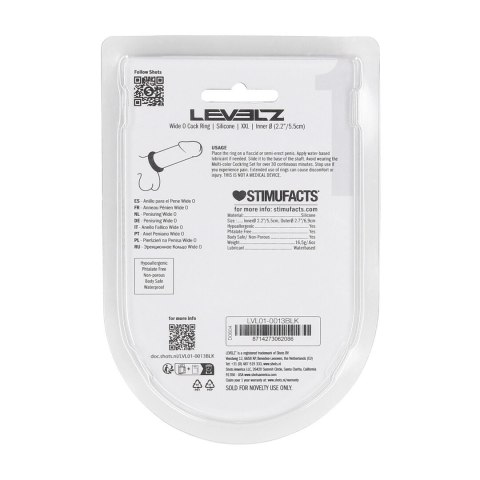 Levelz Wide O Pierścień Silikonowy XXL 55mm Czarny Komfortowy
