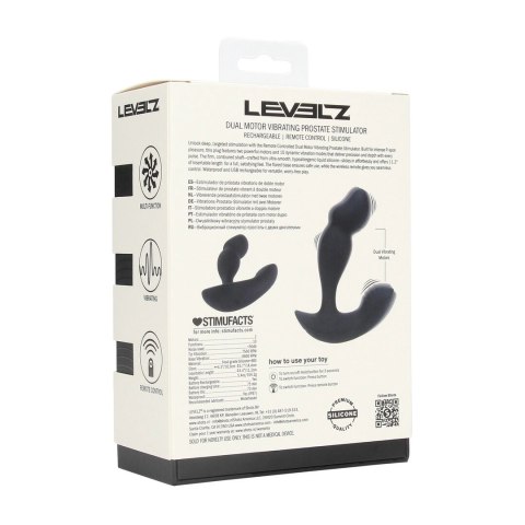 LEVELZ Plug czarny - silikonowy stymulator z podwojnym silnikiem i pilotem