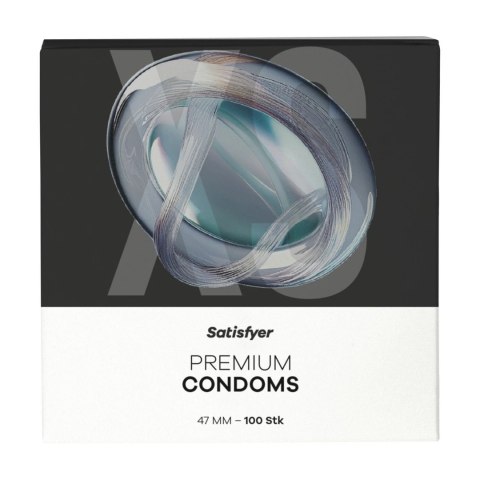 Satisfyer XS 47mm precyzyjne prezerwatywy 100 sztuk minimalistyczne opakowanie