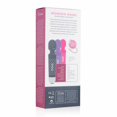Masażer EasyToys Mini Wand – Wodoodporny Wand USB, 18 Funkcji, Fioletowy