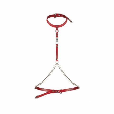 Obsessive Inferro Harness Top czerwony - elegancki pas z regulacją S/M/L