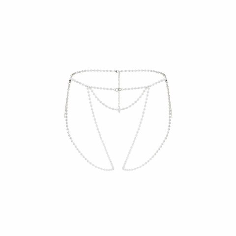 Obsessive Lyxa Silver - otwarte figi z biżuteryjnymi detalami, regulowane One Size