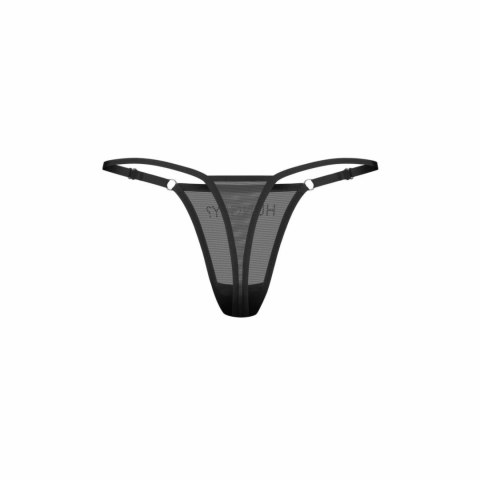 Obsessive Violami Hungry Thong czarny - stringi z napisem i regulacją S/M