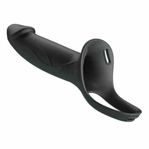 Pretty Love Landon czarny system intymny wibracyjny strap-on 18 cm