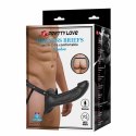 Pretty Love Landon czarny system intymny wibracyjny strap-on 18 cm