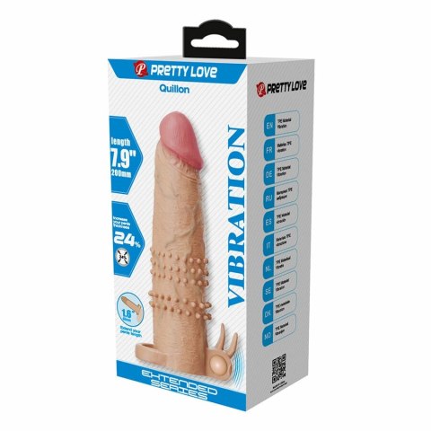 Pretty Love Quillon - silikonowa nakładka intymna z wibracją, 17 cm