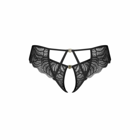 Obsessive Divienne String Open Back Czarny Koronkowy 90% Poliamid L/XL