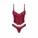 Obsessive Redya Komplet Gorset + Stringi Czerwony Połysk 2XL/3XL