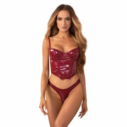 Obsessive Redya Komplet Gorset i Stringi Czerwony, Regulowany, Połysk L/XL
