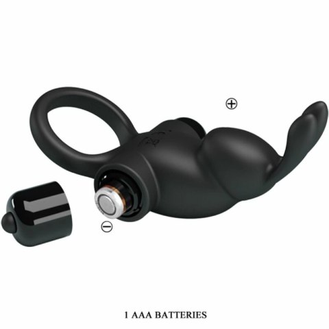 Pretty Love BI-210204 - Pierścień wibrujący silikonowy 10 trybow czarny