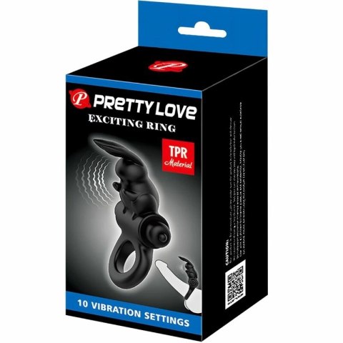 Pretty Love BI-210245 Czarny Pierścień Wibrujący Krolik 10 Trybow