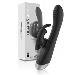 BLACK&SILVER Adam Czarny - Intymny masażer silikonowy z podwojnym silnikiem