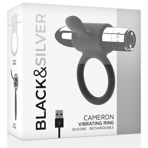 BLACK&SILVER Cameron srebrny - elastyczny pierścień wibrujący USB
