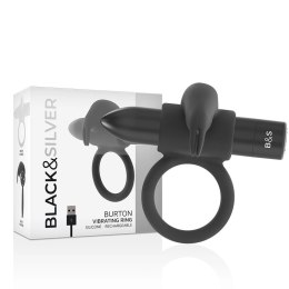 Black & Silver Burton Ring 10 trybow wibracji, czarny, silikon medyczny