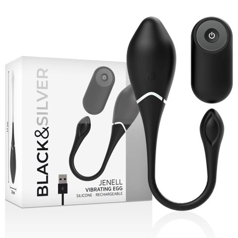 Black & Silver Jenell - Bezprzewodowe jajko wibrujące, silikon, 17 cm