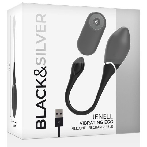 Black & Silver Jenell - Bezprzewodowe jajko wibrujące, silikon, 17 cm
