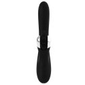 Black & Silver Johnny Vibe Bunny - silikonowy model z wibracjami USB 24 cm
