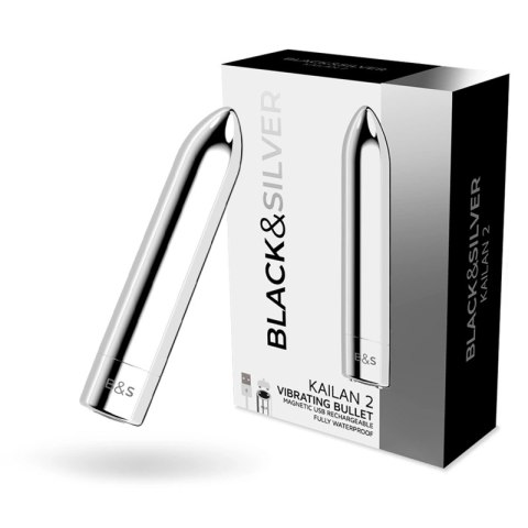Black & Silver Kailan 2 Srebrny Mini Wibrujący Pocisk Magnetyczny