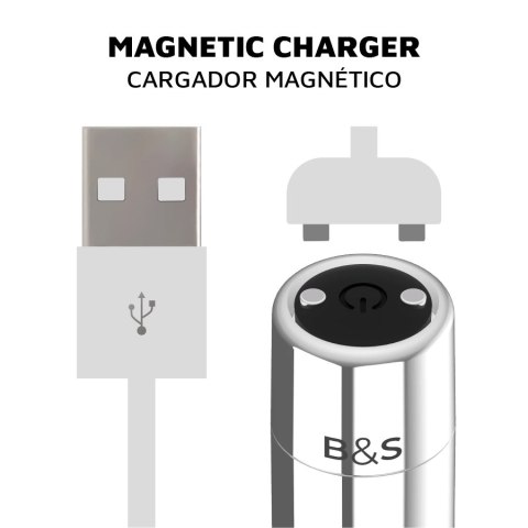 Black & Silver Kailan 2 Srebrny Mini Wibrujący Pocisk Magnetyczny