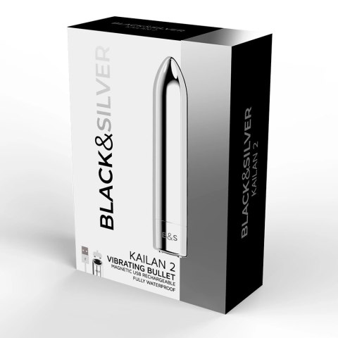 Black & Silver Kailan 2 Srebrny Mini Wibrujący Pocisk Magnetyczny