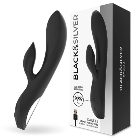 Black & Silver Kaultz Touch Control - wibrator silikonowy USB, wodoodporny