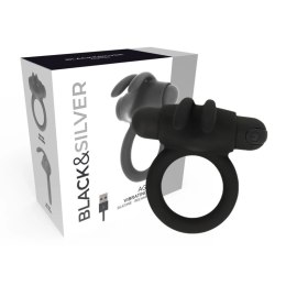 Black&Silver Agron 2.0 pierścień wibrujący silikonowy USB czarny