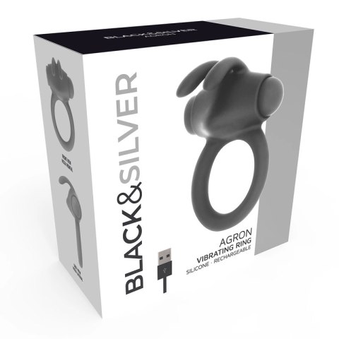 Black&Silver Agron 2.0 pierścień wibrujący silikonowy USB czarny