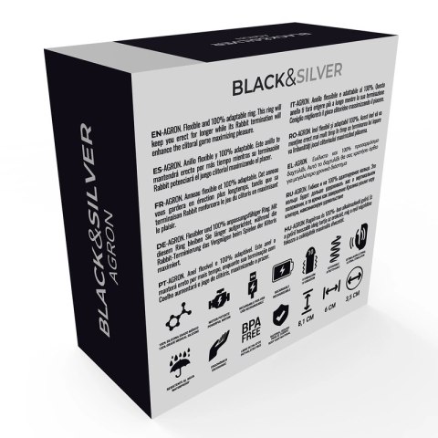 Black&Silver Agron 2.0 pierścień wibrujący silikonowy USB czarny
