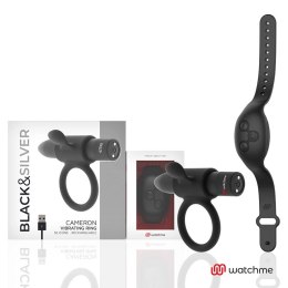 Black&Silver Cameron - Pierścień wibracyjny z zegarkiem WatchMe, czarny