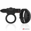 Black&Silver Cameron - Pierścień wibracyjny z zegarkiem WatchMe, czarny