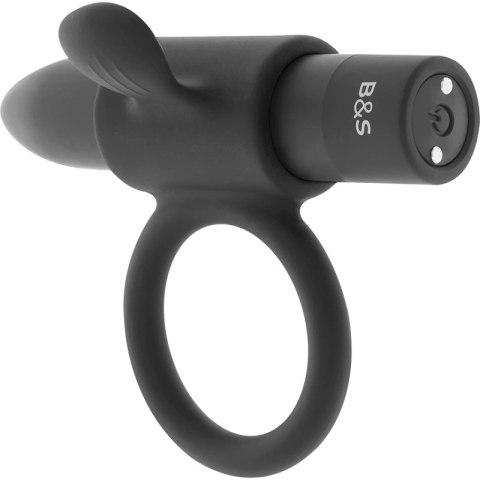 Black&Silver Cameron - elastyczny pierścień intymny z wibracją USB czarny