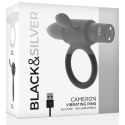 Black&Silver Cameron - elastyczny pierścień intymny z wibracją USB czarny