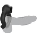 Black&Silver Licking - silikonowy pierścień wibracyjny, 3 silniki, czarny