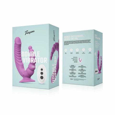 Teazers Double Vibrator Fioletowy z Przyssawką i Pilotem Bezprzewodowym