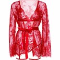 Leg Avenue 86123 Komplet Body Teddy i Szlafrok z Podwiązkami Czerwony M