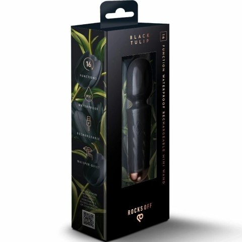 Rocks-Off Mini Rożdżka Ładowalna 16 Trybow Czarny Tulipan 11,5 cm