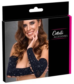 Cottelli ACCESSOIRES Rękawy Gauntlet Czarny z Kryształkami S-L