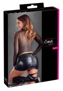 Cottelli Collection Mini Skirt czarna XL z falbaną wetlook