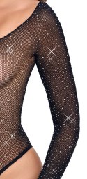 Cottelli Fantasy Body Glitter S-L czarny siateczkowy z kryształkami