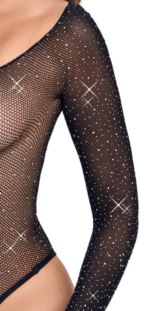 Cottelli Fantasy Body Glitter S-L czarny siateczkowy z kryształkami