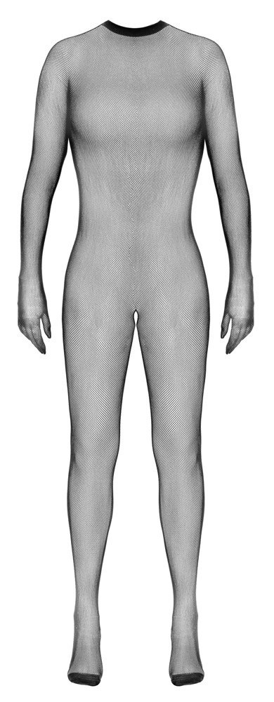 Cottelli Fantasy Catsuit S-L czarny z siateczki, z rękawiczkami
