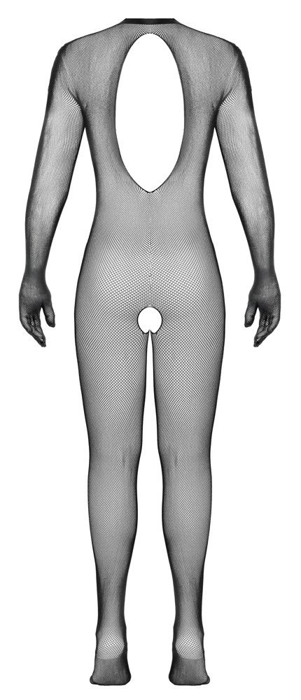 Cottelli Fantasy Catsuit S-L czarny z siateczki, z rękawiczkami
