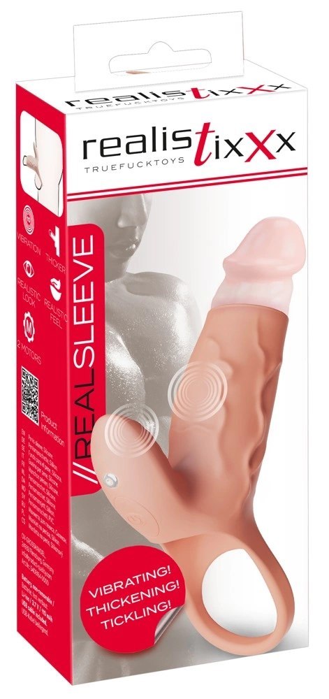 Realistixxx Real Sleeve Clit S - silikonowa nakładka wibrująca z pierścieniem