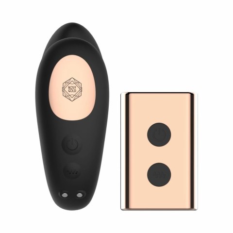 Rosy Gold C-Shape Black - bezprzewodowy masażer z etui ładowania